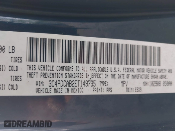 2014 Dodge Journey SE Plus with VIN 3C4PDCAB2ET149735, listed as a IAAI auction lot 41928241 with 150,348 mi miles and . Bid and sale history available at DreamBid. Image 9.