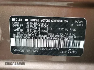 2020 Mitsubishi Eclipse Cross SE z VIN JA4AS5AAXLZ012072, wystawiony jako Copart lot #76137214 z przebiegiem 18 367 mil mil oraz Szkoda całkowita • Salvage title. Historia ofert i sprzedaży dostępna na DreamBid. Obrazek 13.
