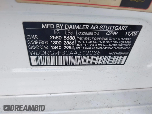 2010 Mercedes-Benz S 400 with VIN WDDNG9FB2AA312238, listed as a IAAI auction lot 41470846 with 93,067 mi miles and . Bid and sale history available at DreamBid. Image 9.