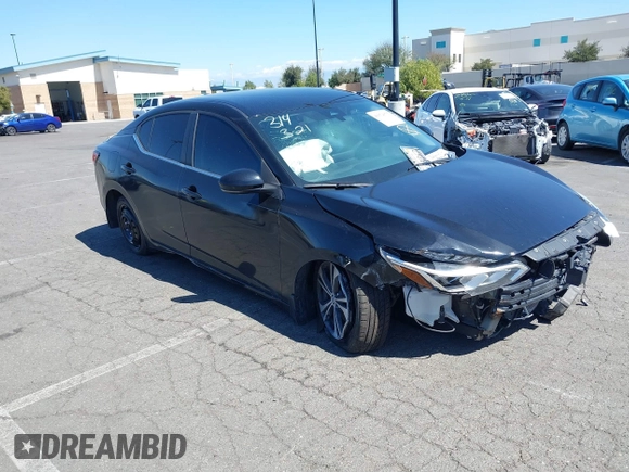 2020 Nissan Sentra SV with VIN 3N1AB8CV2LY220192, listed as a IAAI auction lot 41674675 with 37,621 mi miles. Bid and sale history available at carsss.com. Image 1.