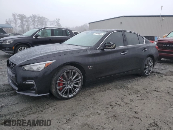 2020 Infiniti Q50 Red Sport 400 with VIN JN1FV7AR1LM660226, listed as a Copart auction lot 79698594 with 37,246 mi miles and Salvage Title. Bid and sale history available at carsss.com. Image 1.