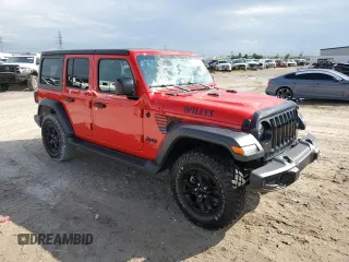 2022 Jeep Wrangler Unlimited Willys with VIN 1C4HJXDN7NW237703, listed as a Copart auction lot 76091794 with Not Provided miles and Non Repairable. Bid and sale history available at DreamBid. Image 4.
