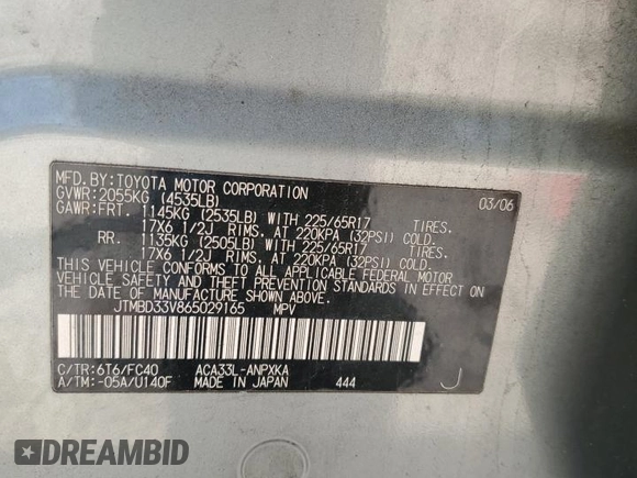 2006 Toyota RAV4 with VIN JTMBD33V865029165, listed as a Copart auction lot 51328875 with 146,977 mi miles and Clean Title. Bid and sale history available at carsss.com. Image 13.