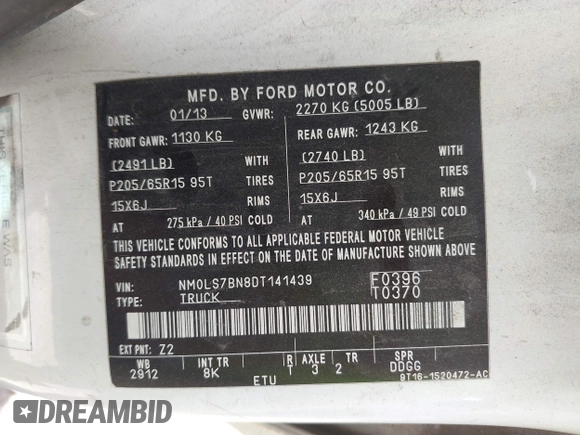 2013 Ford Transit Connect XLT with VIN NM0LS7BN8DT141439, listed as a IAAI auction lot 42523467 with 196,370 mi miles and . Bid and sale history available at DreamBid. Image 9.
