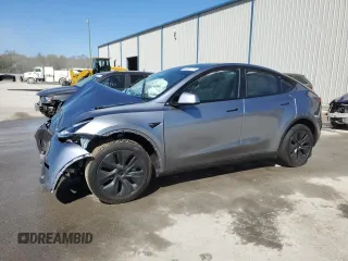 2025 Tesla Model Y Long Range with VIN 7SAYGDEE0SA350114, listed as a Copart auction lot 45813215 with Not Provided miles and Salvage Title. Bid and sale history available at DreamBid. Image 1.