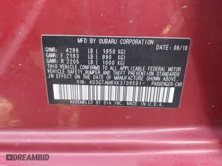 2019 Subaru Impreza Sport with VIN 4S3GTAM6XK3708591, listed as a IAAI auction lot 41694811 with 47,000 mi miles. Bid and sale history available at carsss.com. Image 9.
