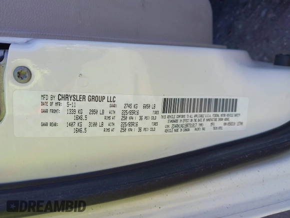 2011 Dodge Grand Caravan Cargo with VIN 2D4RN1AG1BR731817, listed as a IAAI auction lot 41766459 with Not Provided miles. Bid and sale history available at carsss.com. Image 9.