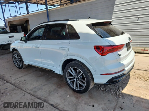 2021 Audi Q3 S line Premium Plus with VIN WA1EECF37M1124299, listed as a Copart auction lot 59994915 with 27,800 mi miles and Salvage title. Bid and sale history available at DreamBid. Image 2.