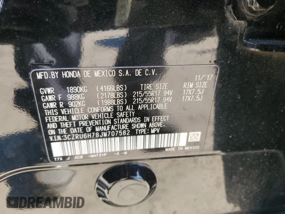 2018 Honda HR-V EX-L Navi with VIN 3CZRU6H78JM707582, listed as a Copart auction lot 45268565 with 84,624 mi miles and Salvage Title. Bid and sale history available at carsss.com. Image 15.