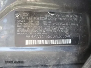 2008 BMW 3 Series 335xi with VIN WBAVD53568A285840, listed as a Copart auction lot 44338085 with 173,039 mi miles and Clean Title. Bid and sale history available at carsss.com. Image 12.