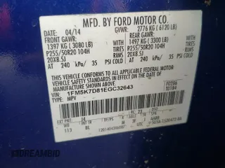 2014 Ford Explorer XLT с VIN 1FM5K7D81EGC32643, выставлен на аукционе Copart как лот 61430685 с пробегом 87 958 миль миль и Списание • Salvage title. История ставок и продаж доступна на DreamBid. Изображение 13.