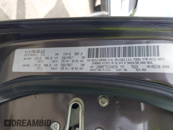 2020 Ram 1500 Tradesman z VIN 1C6RR6FT7LS146154, wystawiony jako IAAI lot #42040792 z przebiegiem 42 611 mil mil oraz . Historia ofert i sprzedaży dostępna na DreamBid. Obrazek 9.