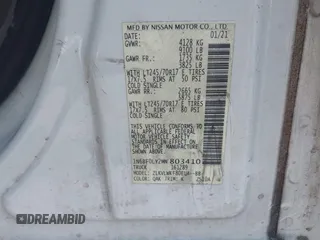 2021 Nissan NV Cargo SV z VIN 1N6BF0LY2MN803410, wystawiony jako IAAI lot #42083652 z przebiegiem 49 841 mil mil oraz . Historia ofert i sprzedaży dostępna na DreamBid. Obrazek 9.