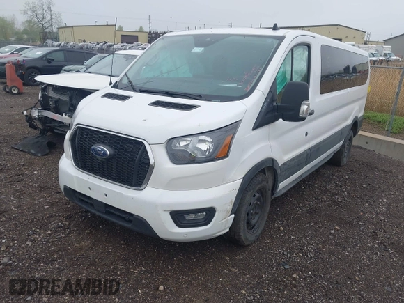 2023 Ford Transit Passenger XL with VIN 1FBAX2YG1PKA92302, listed as a IAAI auction lot 42187709 with 76,445 mi miles. Bid and sale history available at carsss.com. Image 2.
