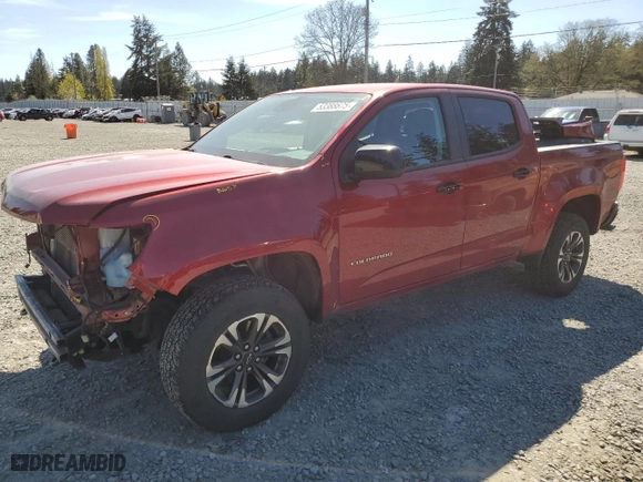 2021 Chevrolet Colorado 4WD Z71 with VIN 1GCGTDEN0M1259671, listed as a Copart auction lot 53388675 with 61,556 mi miles and Salvage Title. Bid and sale history available at carsss.com. Image 1.