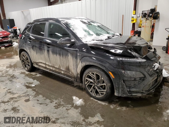 2022 Hyundai Kona N Line with VIN KM8K3CA35NU838465, listed as a Copart auction lot 44417115 with 91,217 mi miles and Salvage Title. Bid and sale history available at carsss.com. Image 4.