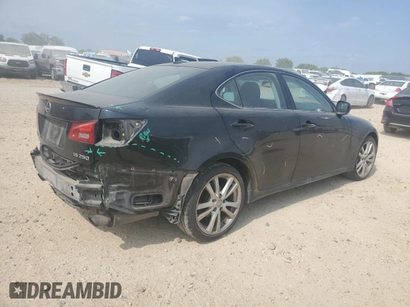 2007 Lexus IS with VIN JTHBK262172045792, listed as a Copart auction lot 52644925 with 186,609 mi miles and Salvage Title. Bid and sale history available at carsss.com. Image 3.