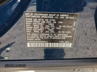 2023 Volkswagen Atlas SEL Premium R-Line with VIN 1V2FR2CA3PC509670, listed as a Copart auction lot 58754925 with 74,874 mi miles and Salvage title. Bid and sale history available at DreamBid. Image 13.