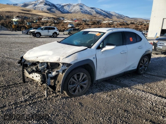 2020 Lexus UX 250h F Sport z VIN JTHE9JBHXL2033485, wystawiony jako Copart lot #86924894 z przebiegiem Nie podano mil oraz Szkoda całkowita • Salvage title. Historia ofert i sprzedaży dostępna na DreamBid. Obrazek 1.