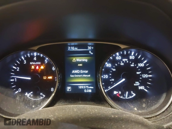 2016 Nissan Rogue SV with VIN 5N1AT2MV3GC876787, listed as a IAAI auction lot 41869337 with 189,375 mi miles. Bid and sale history available at carsss.com. Image 7.