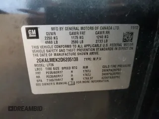 2013 GMC Terrain SLE with VIN 2GKALMEK2D6205138, listed as a Copart auction lot 61998515 with 132,914 mi miles and Clean title. Bid and sale history available at DreamBid. Image 13.