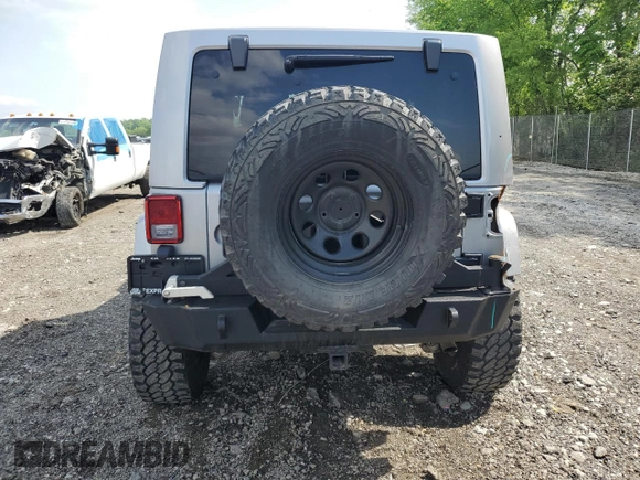 2014 Jeep Wrangler Sahara with VIN 1C4AJWBG0EL241643, listed as a Copart auction lot 56491155 with 113,596 mi miles and Salvage title. Bid and sale history available at DreamBid. Image 6.