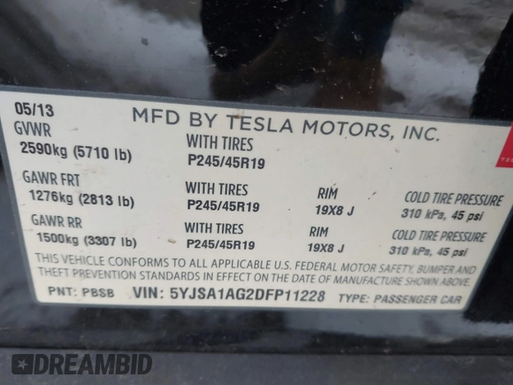 2013 Tesla Model S с VIN 5YJSA1AG2DFP11228, выставлен на аукционе IAAI как лот 41339370 с пробегом 121 237 миль миль и . История ставок и продаж доступна на DreamBid. Изображение 9.
