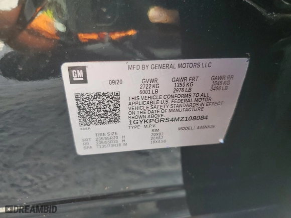 2021 Cadillac XT6 Sport with VIN 1GYKPGRS4MZ108084, listed as a Copart auction lot 75632384 with 0 mi miles and Salvage Title. Bid and sale history available at carsss.com. Image 14.
