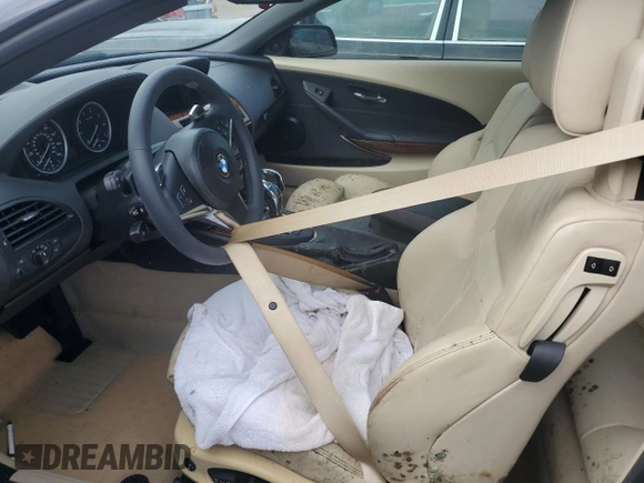2008 BMW 6 Series 650i with VIN WBAEB53548CX61755, listed as a Copart auction lot 75056964 with 0 mi miles and Salvage Title. Bid and sale history available at carsss.com. Image 7.