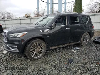 2018 Infiniti QX80 with VIN JN8AZ2NE0J9190068, listed as a Copart auction lot 81597904 with 0 mi miles and Salvage Title. Bid and sale history available at carsss.com. Image 1.