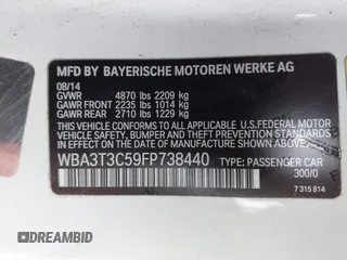 2015 BMW 4 Series 435i with VIN WBA3T3C59FP738440, listed as a IAAI auction lot 41158801 with 158,130 mi miles and . Bid and sale history available at carsss.com. Image 9.