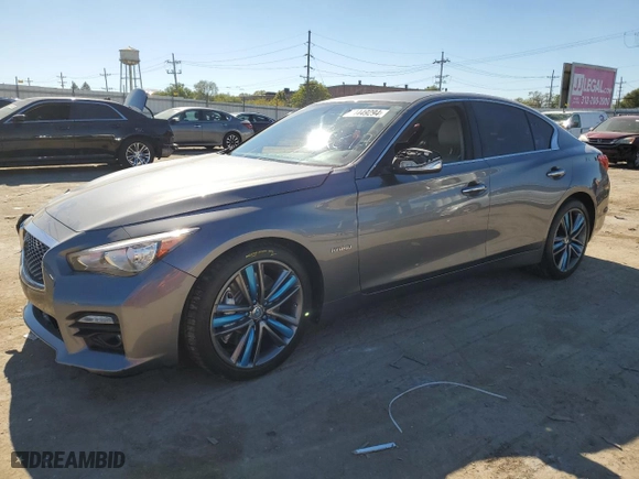 2014 Infiniti Q50 Hybrid Sport with VIN JN1AV7AR3EM703509, listed as a Copart auction lot 74449294 with 150,410 mi miles and Salvage Title. Bid and sale history available at carsss.com. Image 1.