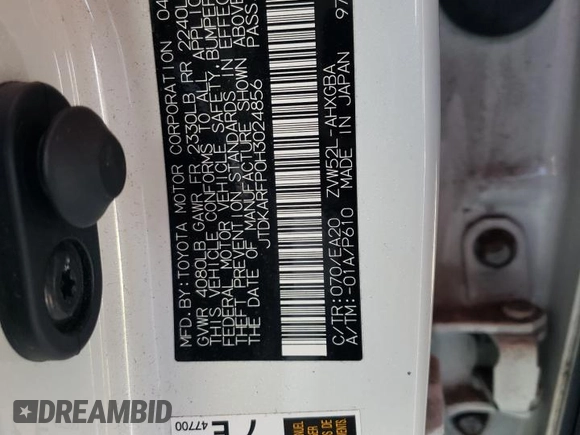2017 Toyota Prius Plus z VIN JTDKARFP0H3024856, wystawiony jako Copart lot #57606635 z przebiegiem 86 646 mil mil oraz Szkoda całkowita • Salvage title. Historia ofert i sprzedaży dostępna na DreamBid. Obrazek 13.