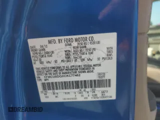 2012 Ford Escape XLT with VIN 1FMCU0DGXCKC77462, listed as a Copart auction lot 63850495 with Not provided miles and Clean title. Bid and sale history available at DreamBid. Image 12.