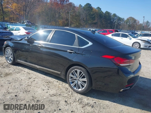 2018 Genesis G80 3.8L z VIN KMHGN4JE8JU232417, wystawiony jako IAAI lot #40983153 z przebiegiem 97 968 mil mil oraz . Historia ofert i sprzedaży dostępna na DreamBid. Obrazek 3.