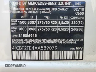 2010 Mercedes-Benz GL-Class GL 350 BlueTEC with VIN 4JGBF2FE4AA589079, listed as a Copart auction lot 70202324 with 0 mi miles and Clean Title. Bid and sale history available at carsss.com. Image 14.