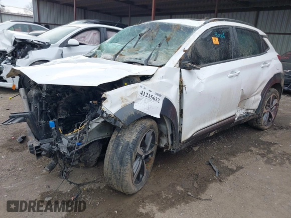 2021 Hyundai Kona Ultimate with VIN KM8K5CA58MU721649, listed as a IAAI auction lot 41215632 with 1 mi miles. Bid and sale history available at carsss.com. Image 18.
