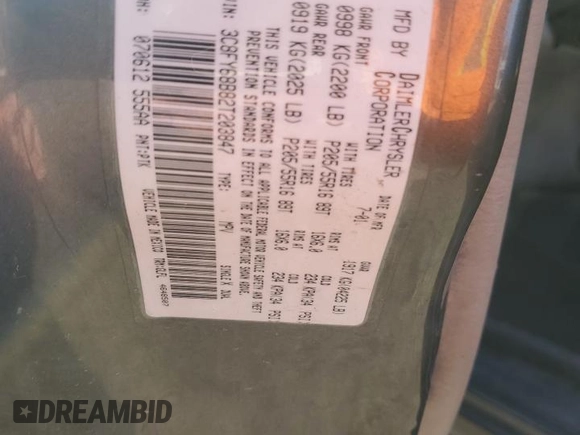 2002 Chrysler PT Cruiser Limited with VIN 3C8FY68B82T203847, listed as a Copart auction lot 82899544 with 183,777 mi miles and Salvage Title. Bid and sale history available at DreamBid. Image 12.