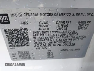 2022 GMC Terrain SLT with VIN 3GKALPEV6NL291319, listed as a IAAI auction lot 41834835 with 39,968 mi miles. Bid and sale history available at carsss.com. Image 9.