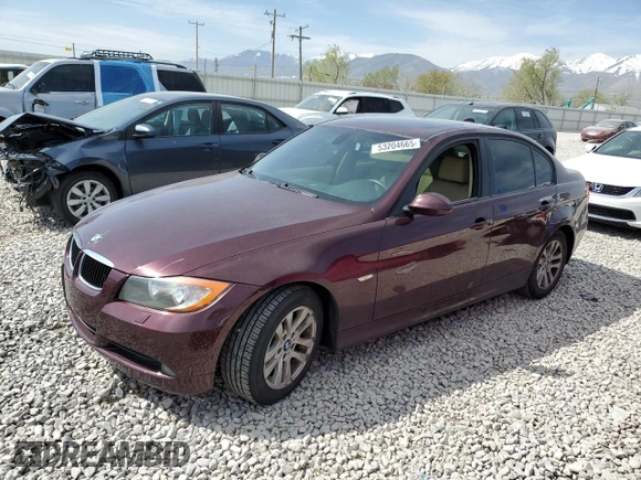 2007 BMW 3 Series 328xi with VIN WBAVC73507KP35487, listed as a Copart auction lot 53204665 with Not provided miles and Salvage title. Bid and sale history available at DreamBid. Image 1.