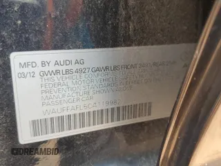 2012 Audi A4 Premium Plus с VIN WAUFFAFL5CA119982, выставлен на аукционе Copart как лот 60498885 с пробегом 137 442 миль миль и Чистый • Clean title. История ставок и продаж доступна на DreamBid. Изображение 12.