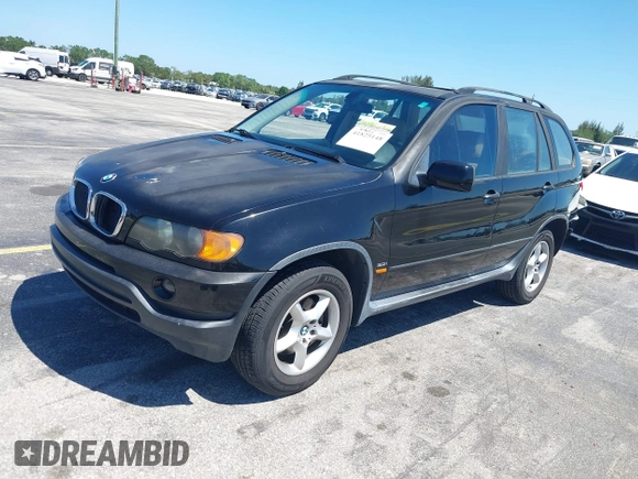 2002 BMW X5 3.0i with VIN 5UXFA53502LV70219, listed as a IAAI auction lot 41825148 with 0 mi miles. Bid and sale history available at carsss.com. Image 2.