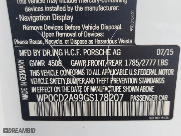 2016 Porsche 911 Turbo S with VIN WP0CD2A99GS178207, listed as a Copart auction lot 76507934 with 0 mi miles and Non Repairable. Bid and sale history available at carsss.com. Image 13.