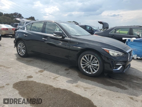 2024 Infiniti Q50 Luxe with VIN JN1EV7BR5RM630469, listed as a Copart auction lot 72450624 with 14,131 mi miles and Salvage Title. Bid and sale history available at DreamBid. Image 4.
