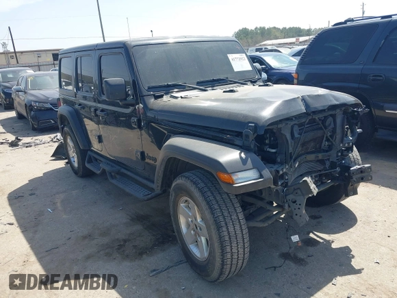 2022 Jeep Wrangler Unlimited Sport S with VIN 1C4HJXDG5NW180130, listed as a IAAI auction lot 41772922 with 47,625 mi miles. Bid and sale history available at carsss.com. Image 1.