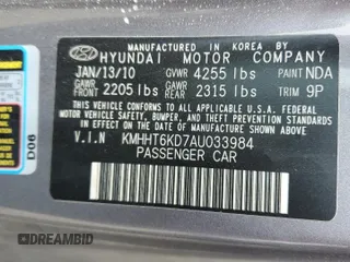 2010 Hyundai Genesis Coupe Premium with VIN KMHHT6KD7AU033984, listed as a Copart auction lot 64473465 with 95,512 mi miles and Clean title. Bid and sale history available at DreamBid. Image 12.