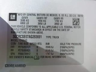 2010 Chevrolet Silverado 1500 LT with VIN 3GCRCSE07AG283691, listed as a IAAI auction lot 42036305 with 240,896 mi miles and . Bid and sale history available at DreamBid. Image 9.