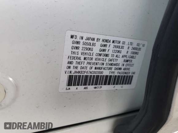2010 Acura RL Technology z VIN JH4KB2F67AC002000, wystawiony jako Copart lot #48792525 z przebiegiem 27 952 mil mil oraz Szkoda całkowita • Salvage title. Historia ofert i sprzedaży dostępna na DreamBid. Obrazek 12.