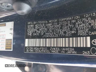 2014 Toyota Prius Four z VIN JTDKN3DU2E1771831, wystawiony jako IAAI lot #42493216 z przebiegiem 202 716 mil mil oraz . Historia ofert i sprzedaży dostępna na DreamBid. Obrazek 9.