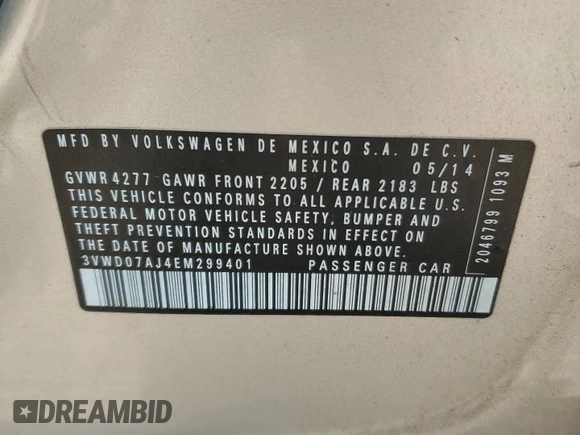 2014 Volkswagen Jetta SE z VIN 3VWD07AJ4EM299401, wystawiony jako Copart lot #61756715 z przebiegiem 133 246 mil mil oraz Szkoda całkowita • Salvage title. Historia ofert i sprzedaży dostępna na DreamBid. Obrazek 12.